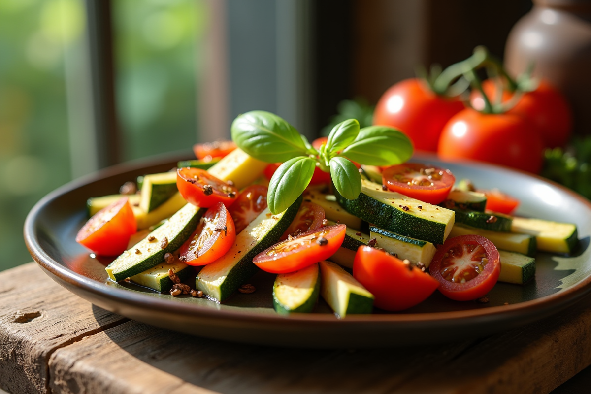 Courgettes et tomates fraîches joliment présentées