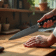 Main de chef sélectionnant un couteau japonais haut de gamme