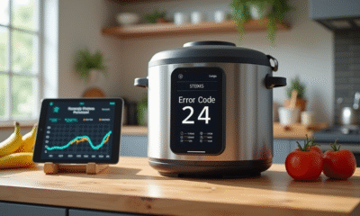 Cuisine moderne avec Cookeo affichant erreur 24 et ingrédients