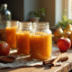 Table rustique avec confitures maison de fruits et épices