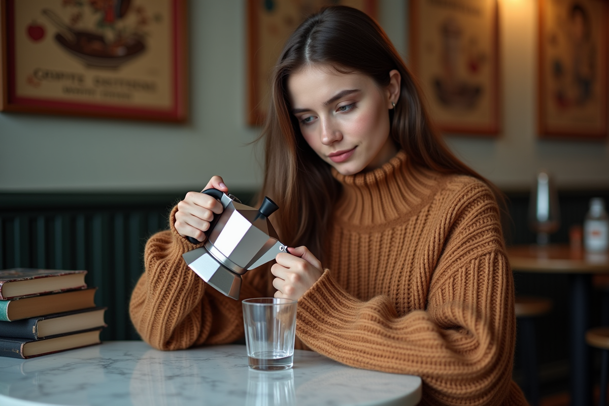Jeune femme versant de l