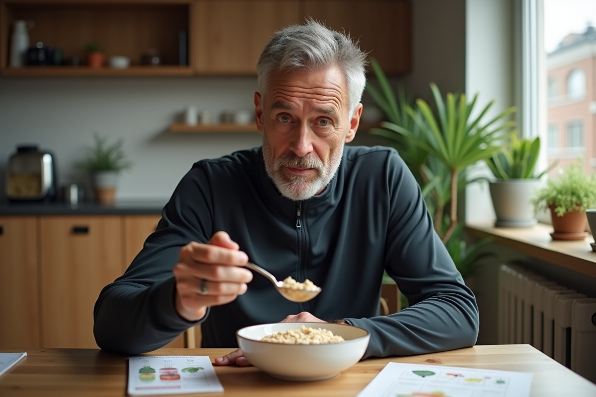 Homme en tenue de sport dégustant des flocons d