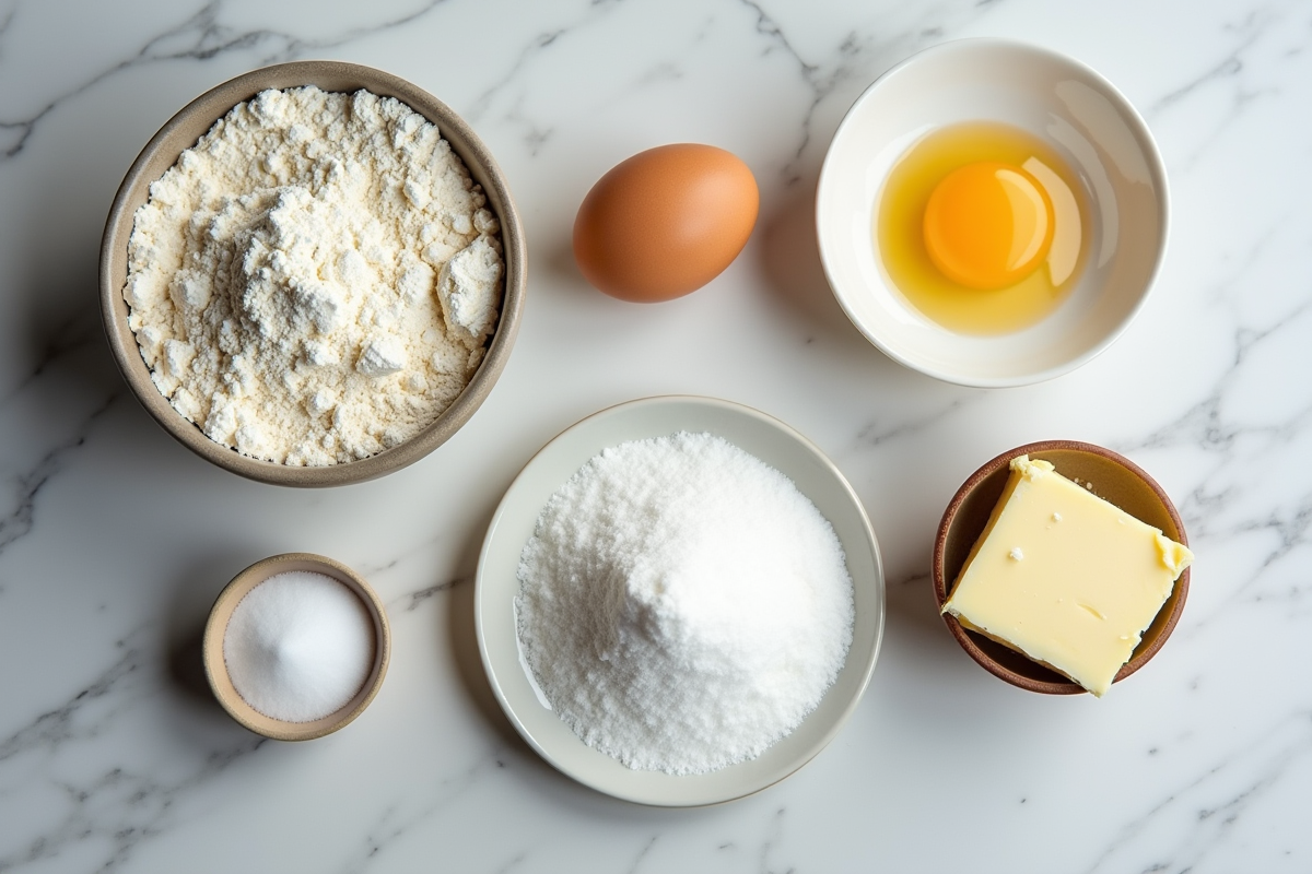 Ingrédients pour craquelins bretons farine beurre oeufs sucre sel