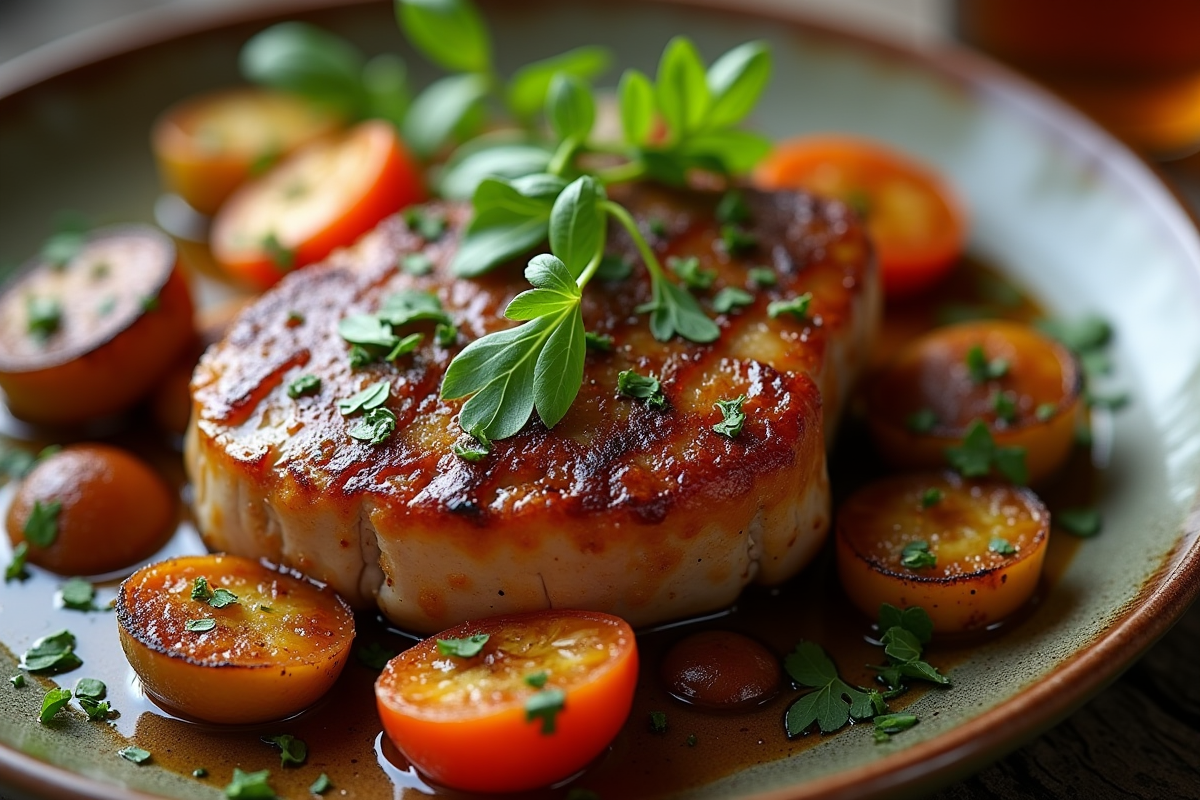 Joue de porc braisée à la bière avec légumes frais