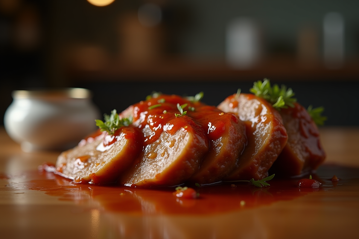 Joue de porc braisée en gros plan avec sauce brillante