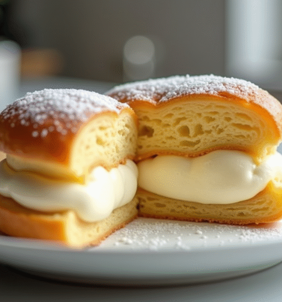 ParisBrest praliné tranché sur assiette blanche